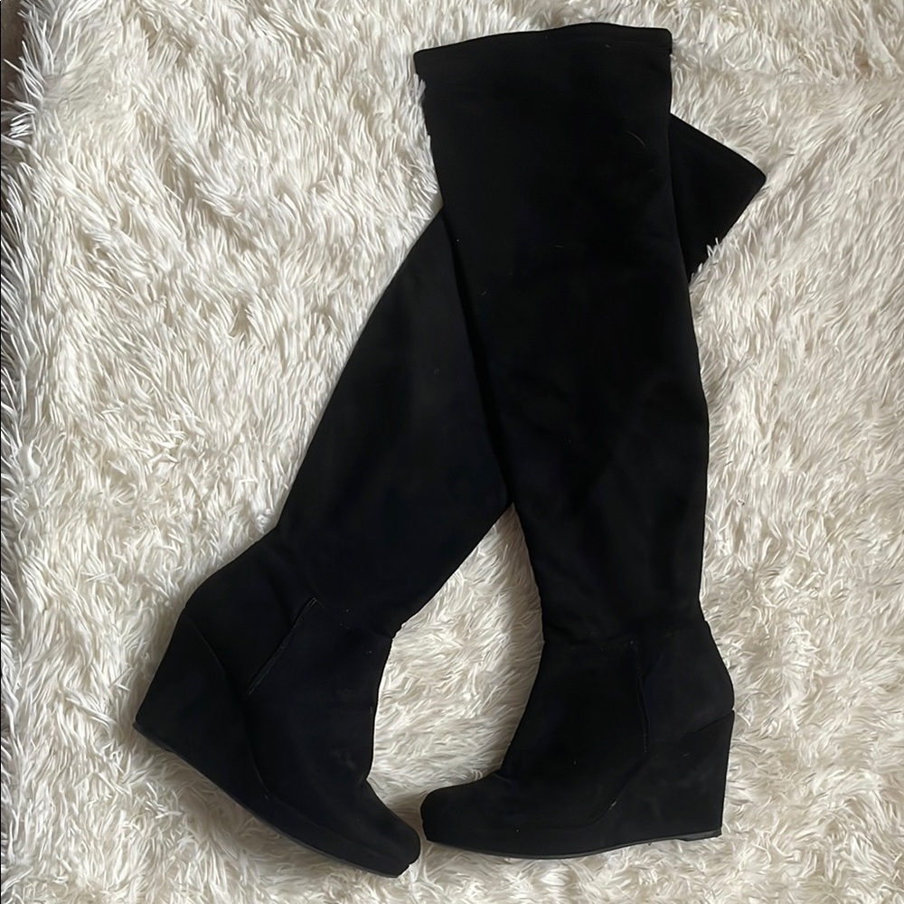 Women's Black Wedge Boots